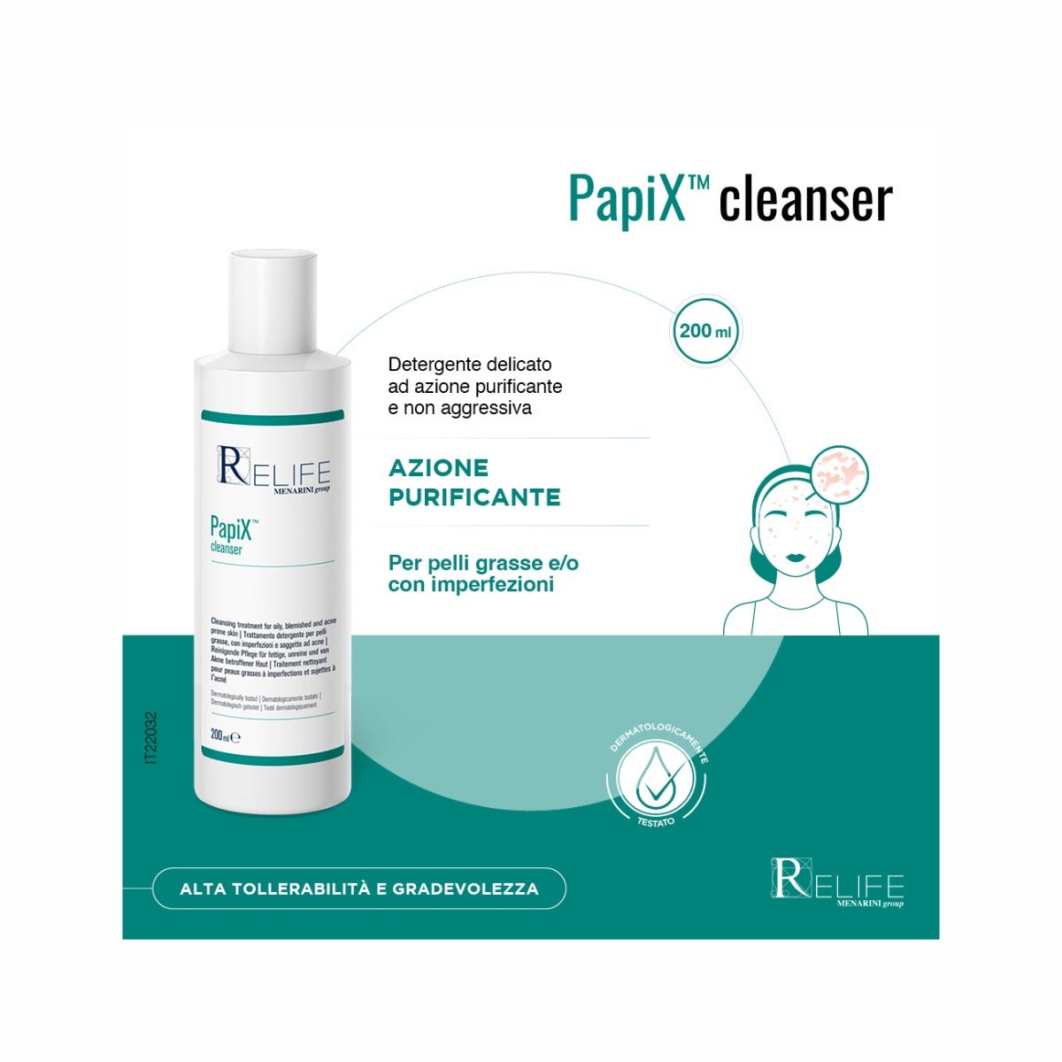 Relife PapiX Cleanser Detergente Acne 200ml