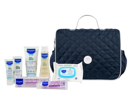 Mustela Borsa Zaino Fasciatoio Detergente 200ml + Shampoo 200ml + Crema Viso 40ml + Pasta Cambio 50ml + 25 Salviette