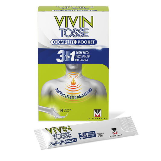 Vivin Tosse Complete Tosse Grassa, Secca e Mal di Gola Pocket 14 Stick