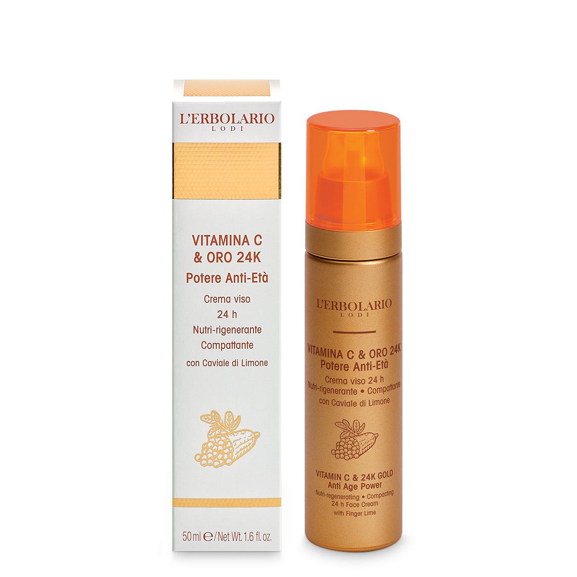 L'Erbolario Crema Viso Vitamina C E Oro 24K 50ml