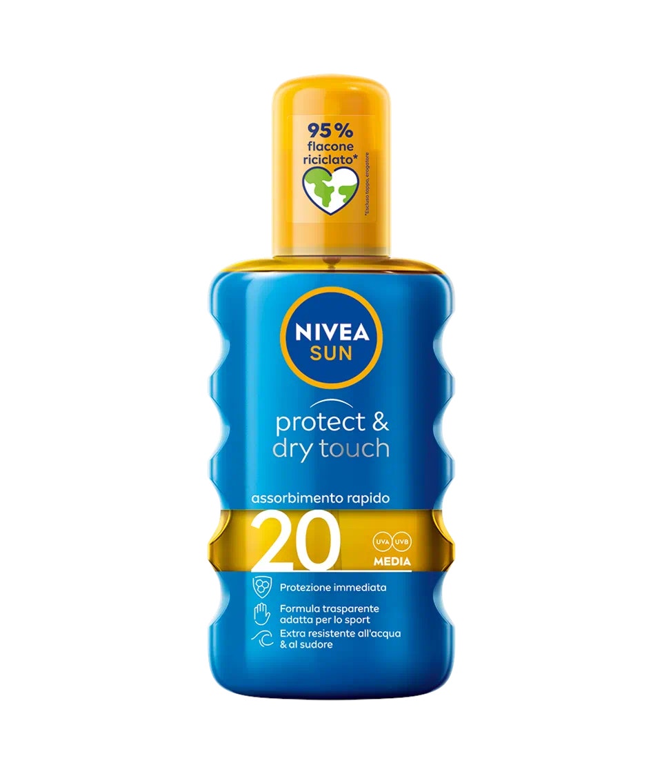 Nivea Sun Protect & Dry Touch Spray Solare SPF 20 Assorbimento Rapido Corpo 200ml