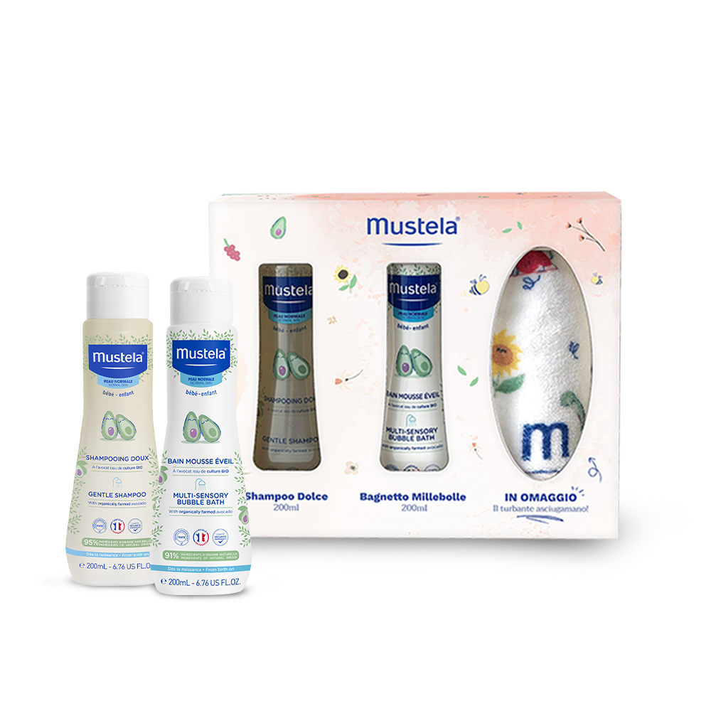 Mustela Cofanetto Bagnetto Shampoo Dolce + Bagnetto Mille Bolle + Turbante Omaggio