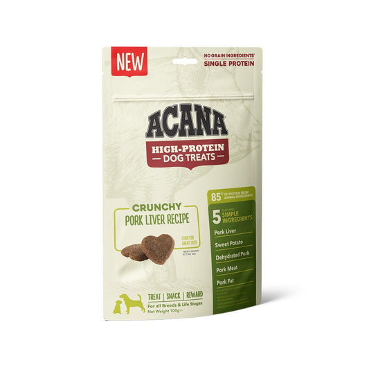 Acana Cane High Protein Dog Treats Crunchy Ricetta Fegato di Maiale Busta 100g