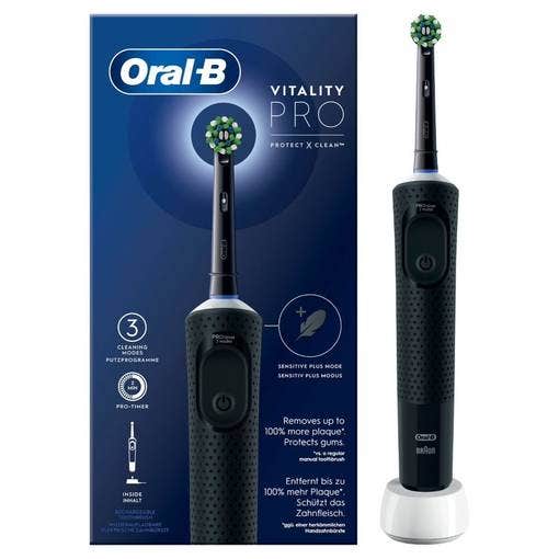 Oral-B Spazzolino Elettrico Ricaricabile Vitality Pro Nero, 1 Testina, 1 Spazzolino