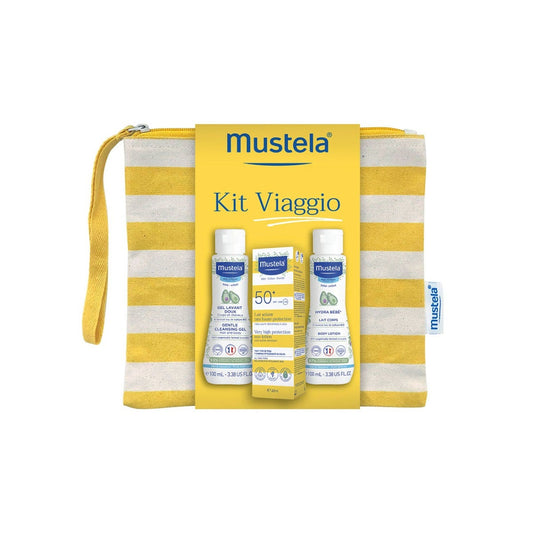 Mustela Kit Viaggio Latte Solare 40ml  + Detergente Delicato 100ml + Latte Corpo 100ml