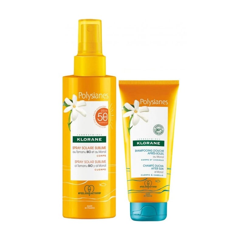 Klorane Kit Polysianes Spray Solare Sublime SPF50 200ml + Shampoo Doccia Monoi 75ml