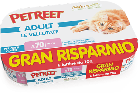 Petreet Vellutate Tonno Cibo Umido Gatto Adulto 6x70g