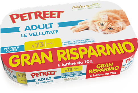 Petreet Vellutate Pollo Cibo Umido Gatto Adulto 6x70g