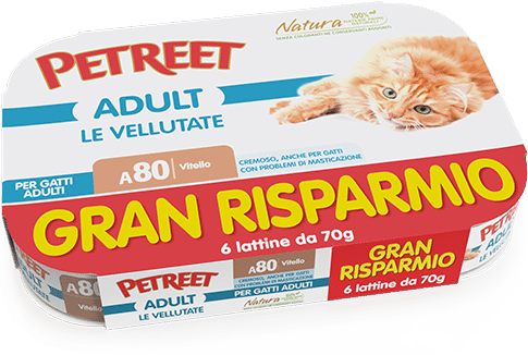 Petreet Vellutate Vitello Cibo Umido Gatto Adulto 6x70g