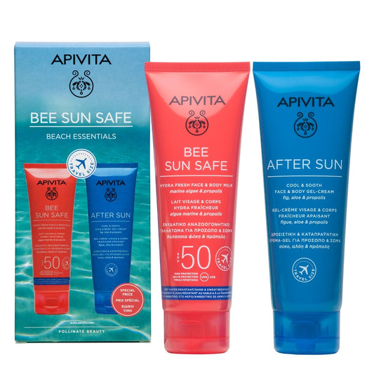 Apivita Bee Sun Safe Beach Essentials Solare SPF50 100ml + Doposole 100ml