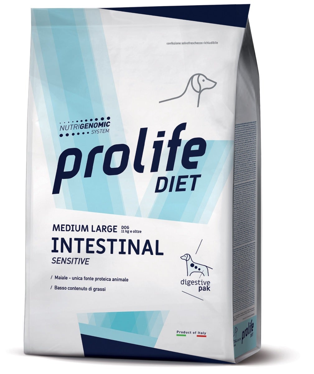 Prolife Dog Diet Intestinal Sensitive Cibo Secco Per Cani Taglia Media/Grande Sacco 8kg