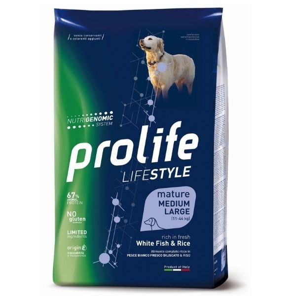 Prolife Dog Life Style Mature Medium/Large White Fish & Rice 12Kg