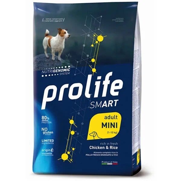 Prolife Dog Smart Chicken & Rice Cibo Secco Per Cani Adulti Taglia Piccola Sacco 7 Kg