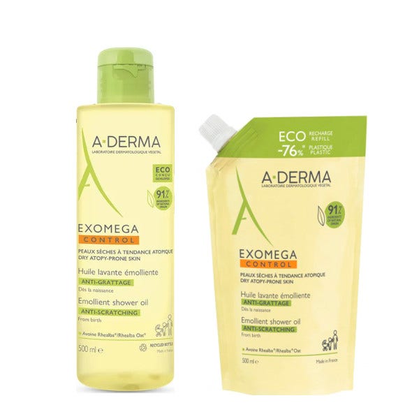 A-Derma Exomega Control Olio Lavante Emolliente 500ml + Ecoricarica 500ml