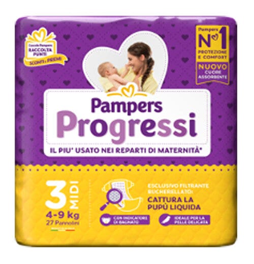 Pampers Progressi Taglia 3 Midi (4-9 kg) 27 Pezzi