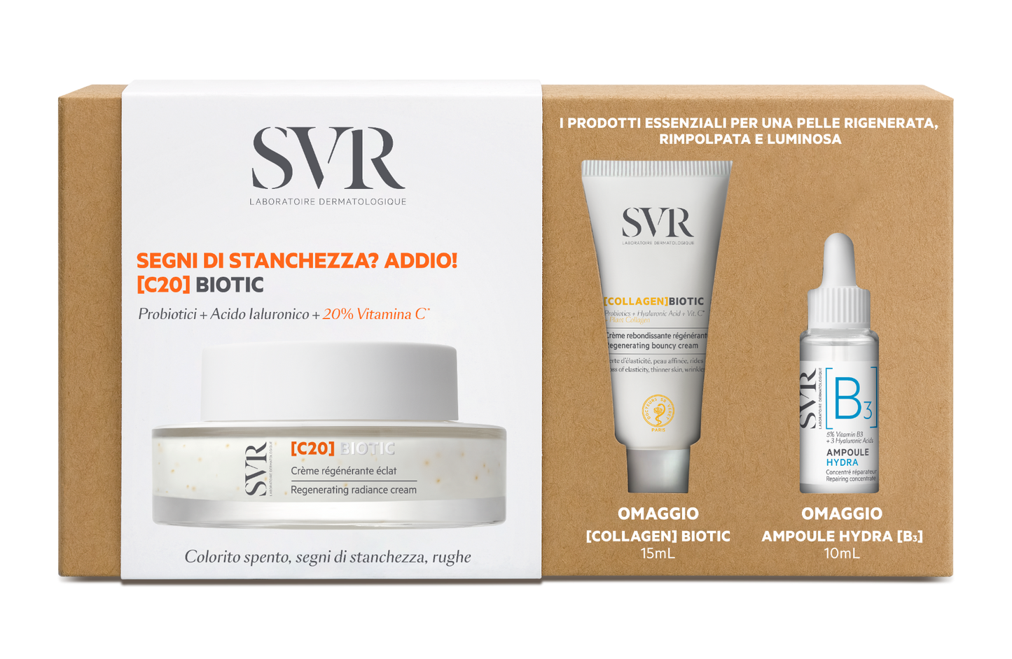 Svr Set C20 Biotic Crema Viso 50ml + Collagen Biotic Crema Viso 15ml  + Siero Ampoule Hydra 10ml