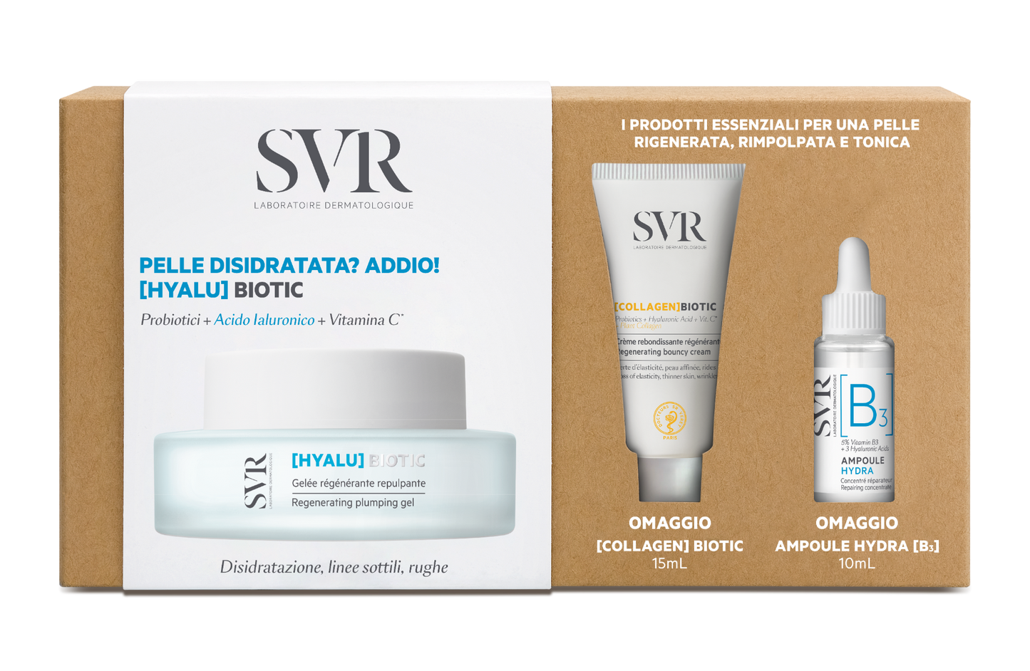 Svr Set Hyalu Biotic Gel-Crema Viso 50ml + Collagen Biotic Crema Viso 15ml + Siero Ampoule Hydra 10ml