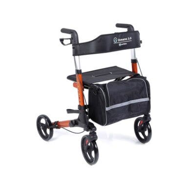 Rollator Pieghevole in Alluminio Verniciato 4 Ruote Oceano 2.0 Mopedia Colore Arancione