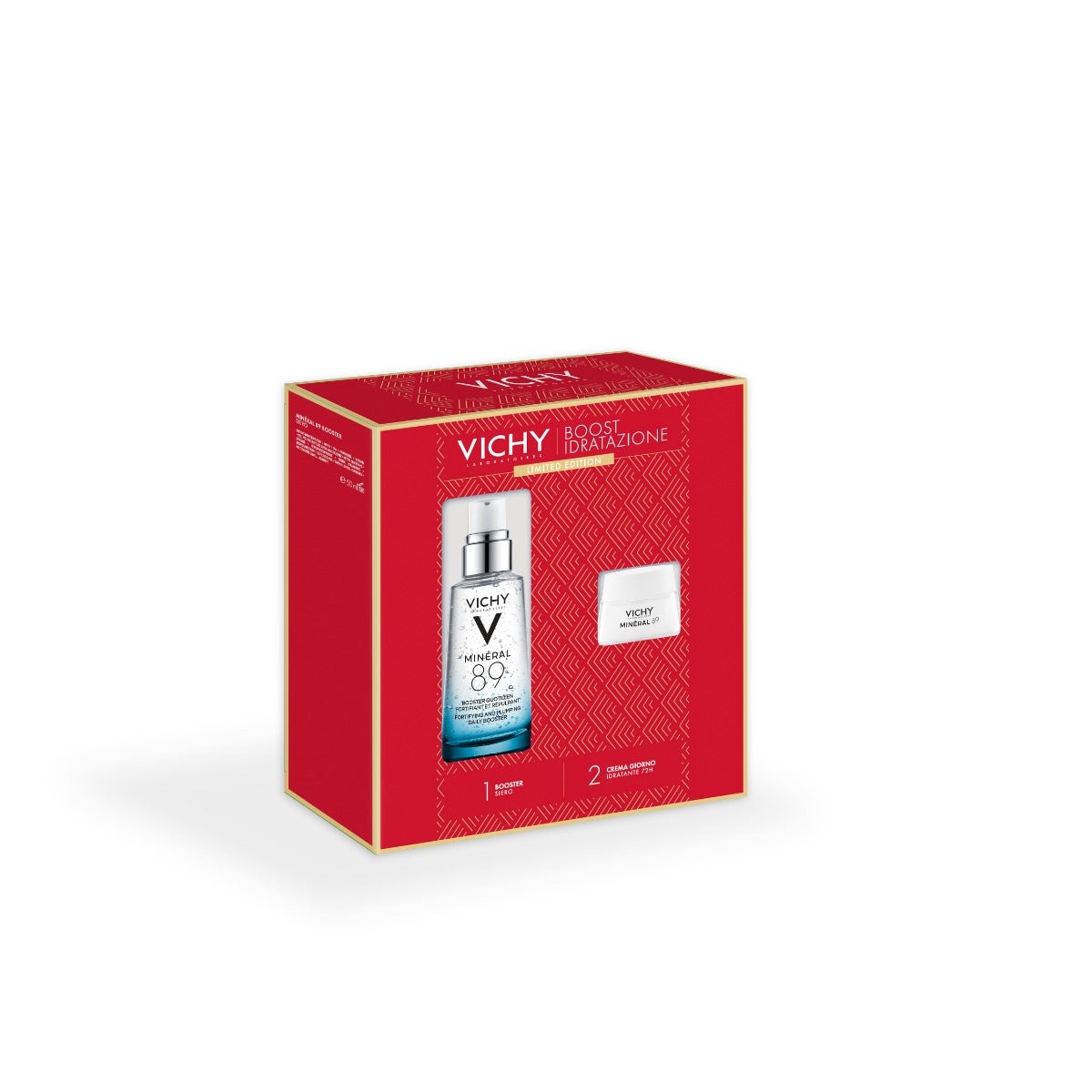 Vichy Cofanetto Regalo Natale Idratazione con Minéral 89 Booster Siero 50ml + Minéral 89 Crema 15ml