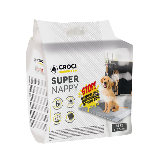 Croci Super Nappy Tappetini Igienici Al Carbone Attivo Per Cani 60 Pezzi 57x54cm