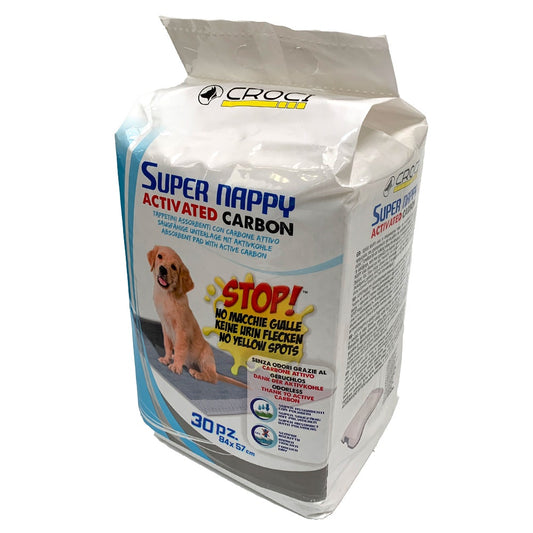 Croci Super Nappy Tappetini Igienici Al Carbone Attivo Per Cani 30 Pezzi 84x57cm