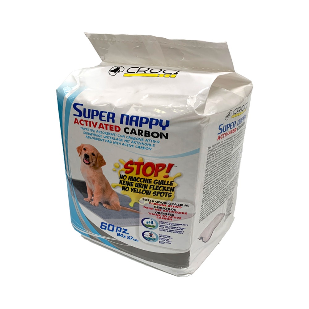 Croci Super Nappy Tappetini Igienici Al Carbone Attivo Per Cani 60 Pezzi 84x57cm