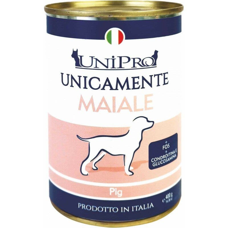 Unipro Unicamente Maiale Cibo Umido Cani Adulti Barattolo 400g