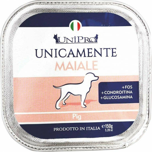 Unipro Unicamente Maiale Cibo Umido Cani Adulti Vaschetta 150g