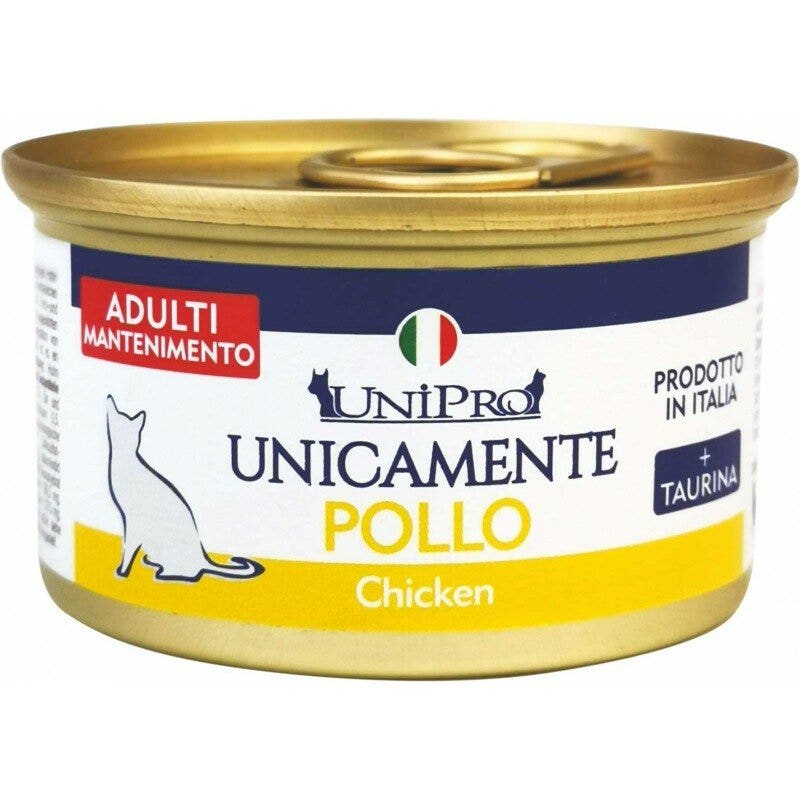 Unipro Unicamente Pollo Cibo Umido Gatti Adulti Barattolo 85g