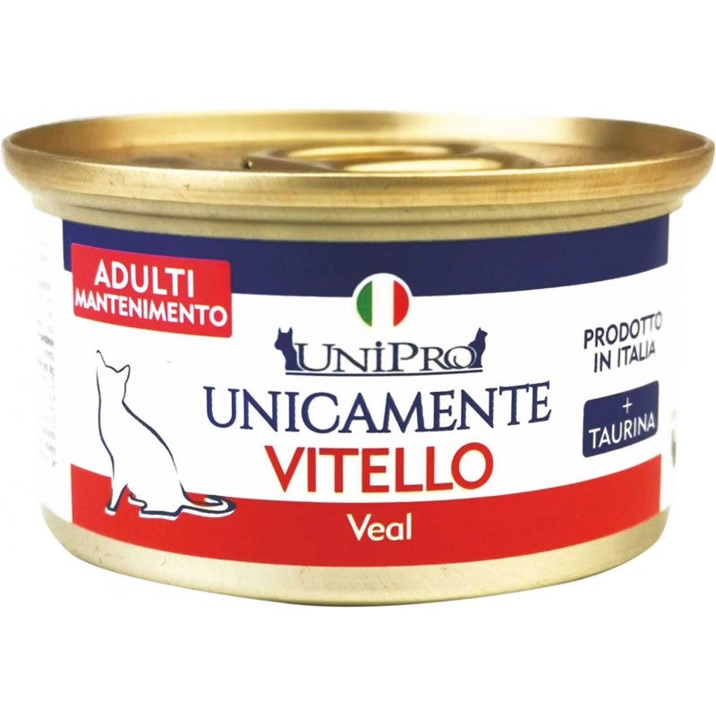 Unipro Unicamente Vitello Cibo Umido Gatti Adulti Barattolo 85g