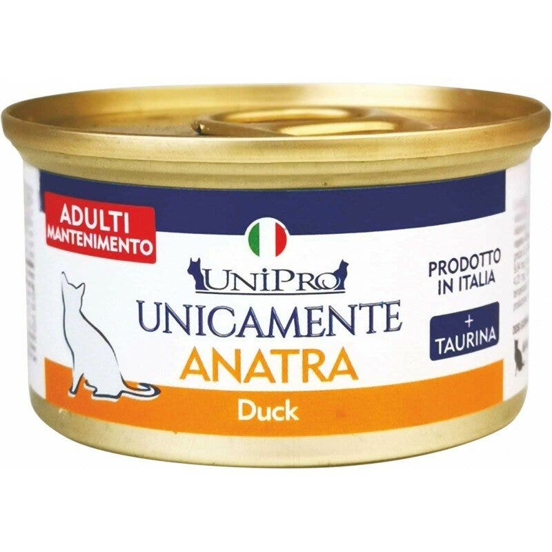 Unipro Unicamente Anatra Cibo Umido Gatti Adulti Barattolo 85g