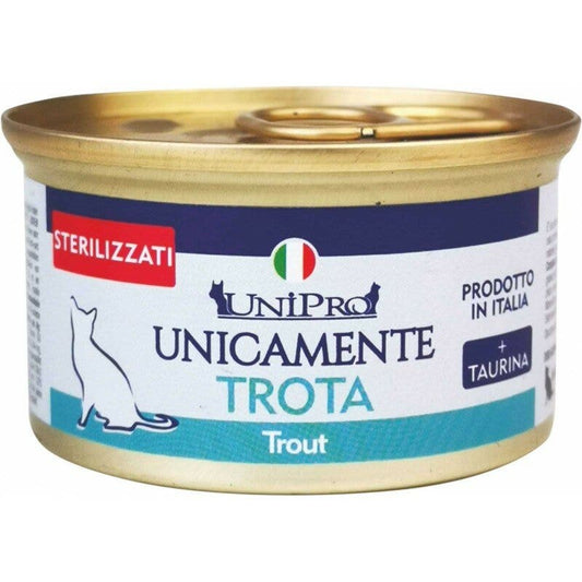 Unipro Unicamente Trota Cibo Umido Gatti Adulti Sterilizzati Barattolo 85g