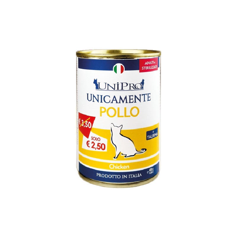 Unipro Unicamente Pollo Cibo Umido Gatti Adulti Sterilizzati Barattolo 400g