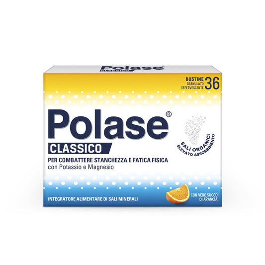 Polase Classico Magnesio E Potassio Integratore Alimentare Sali Minerali Gusto Arancia 36 Bustine