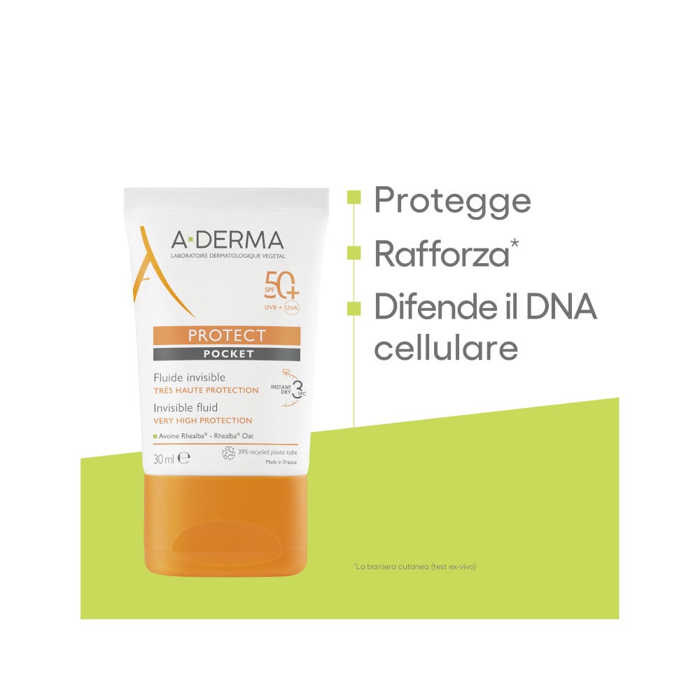 Aderma Protect Pocket Fluido Invisibile Solare Viso 30ml SPF50+