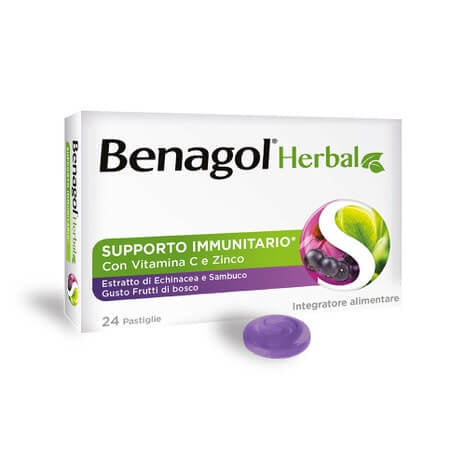 Benagol Herbal Supporto Immunitario Frutti di Bosco 24 pastiglie