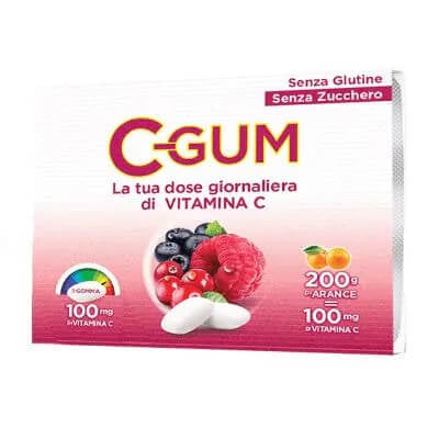 C-Gum Vitamina C 18 chewing gum Gusto Frutti Rossi