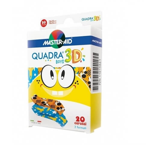 Cerotto Master-Aid Quadra 3D Boys 20 Pezzi Assortiti