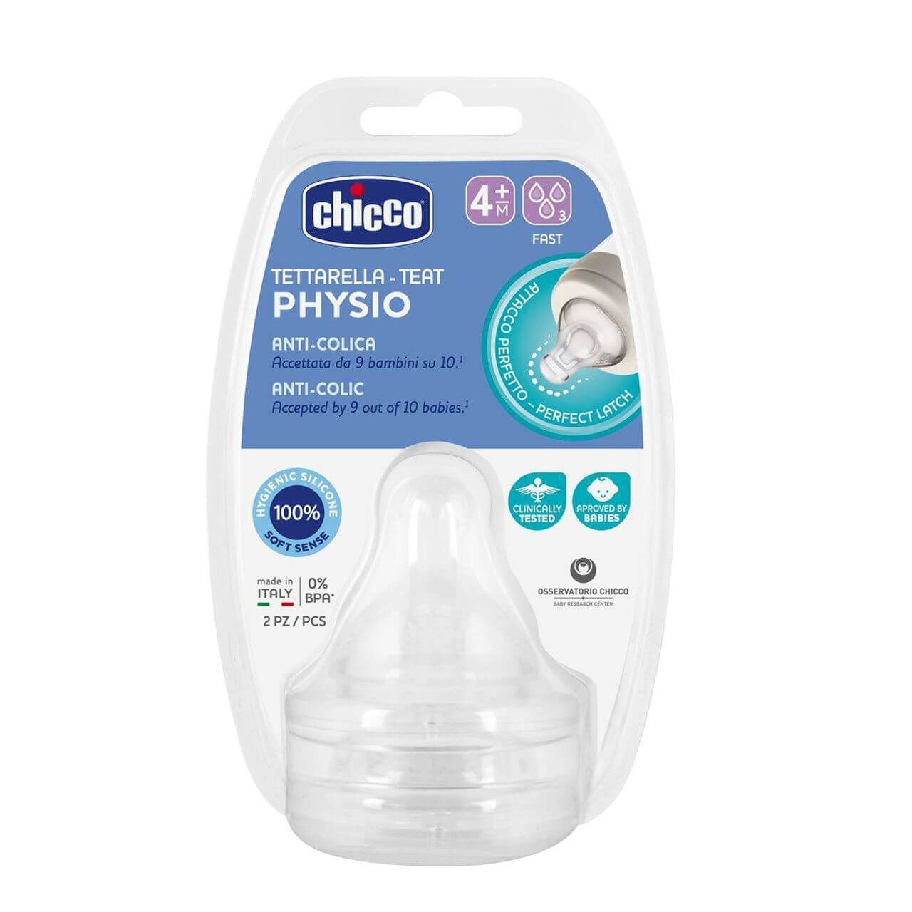 Chicco Tettarella Physio Silicone 4m+ 2 pezzi