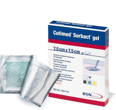 Cutimed Sorbact Medicazione Con IdroGel 7,5x7,5cm 10 Pezzi