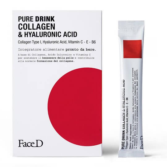 FaceD Integratore Pure Drink Collagene e Acido Ialuronico 30 stick