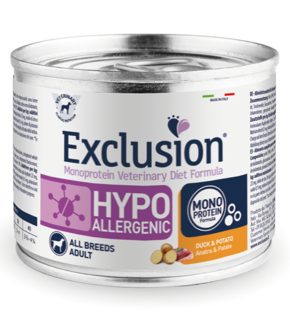 Exclusion Veterinary Diet Hypoallergenic Per Cani Cinghiale E Patate Umido Lattina 200gr