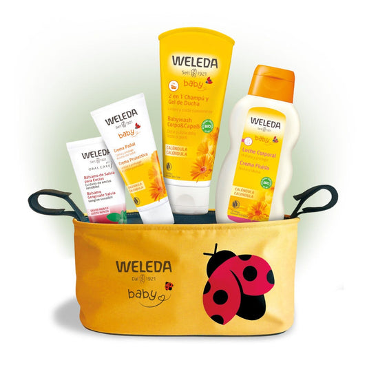 Weleda Mummy Bag Babywash Corpo/Capelli 200ml + Crema Protettiva 50ml + Crema Fluida 200ml + Balsamo Gengivale + Sachet Omaggio