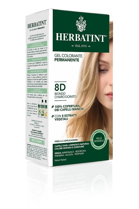 Herbatint 8D Biondo Chiaro Dorato Gel Colorante Permanente 150ml