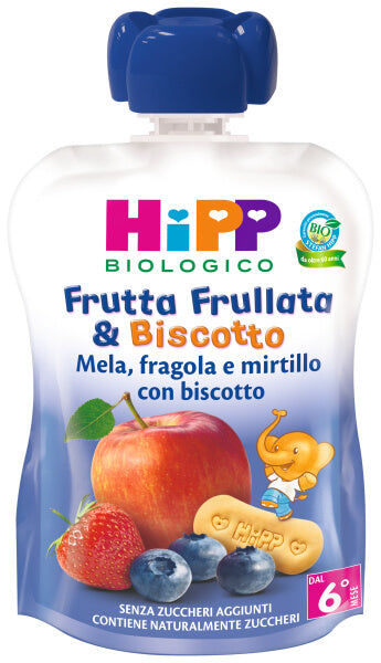 Hipp Bio Frutta Frullata Mela Fragola e Mirtillo con Biscotto 90ml