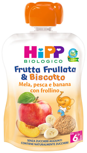 Hipp Bio Frutta Frullata Mela Pesca e Banana con Frollino 90ml