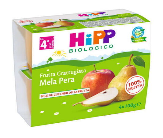 Hipp Biologico Frutta Grattugiata Mela e Pera 4x100gr.