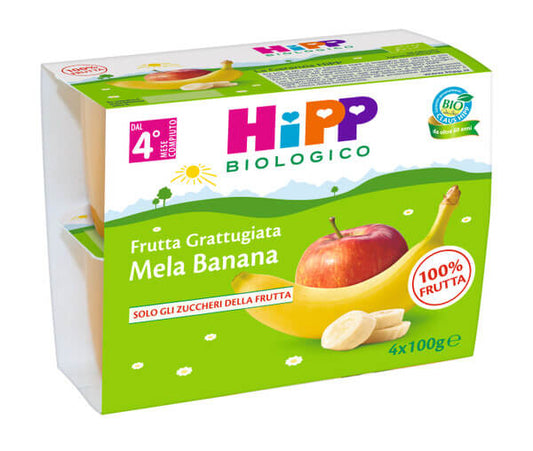 Hipp Biologico Frutta Grattugiata Mela e Banana 4x100gr.