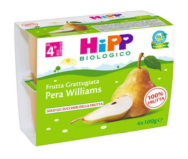 Hipp Biologico Merenda Frutta Grattugiata Pera Williams 4x100gr.