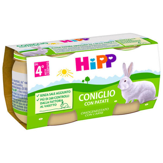 Hipp Biologico Omogeneizzato al Coniglio con Patate 2x80gr.